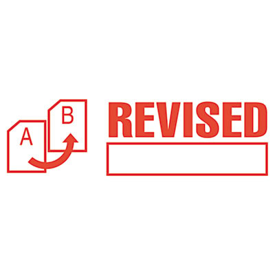 Pre-Inked Shutter Stamp, Red, Revised, 1.63 x 0.5