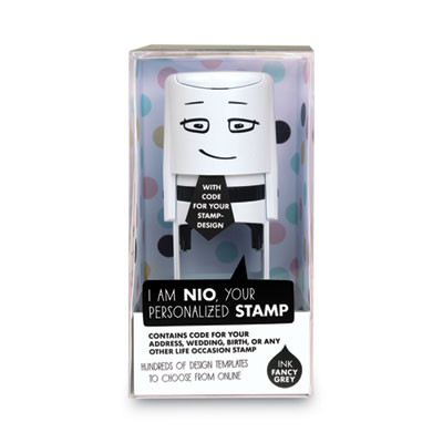 Stamp With Voucher And Fancy Gray Ink Pad, Self-Inking, 1.56" Diameter