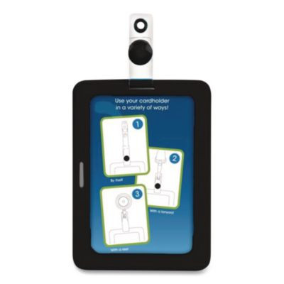 Myid Badge Holder, Vertical/Horizontal, 3 5/8 X 2 1/4, Black, 1/Ea