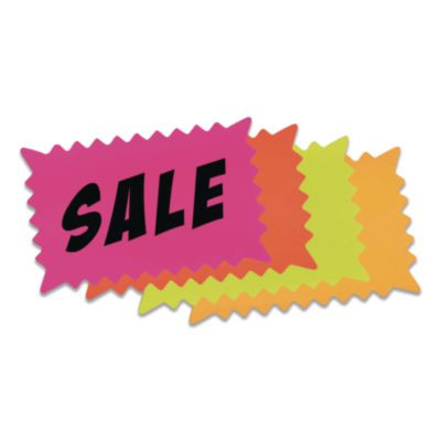 Write-On "Do It Yourself" Sign, Rectangular Burst, Die-Cut Paper, 10.13 x 6.38, Assorted Fluorescent Colors, 36/Pack