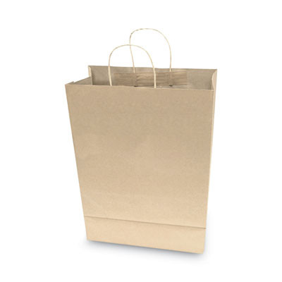 Premium Shopping Bag, Rope Handles, 12" x 6.5" x 17", Kraft, 50/Box