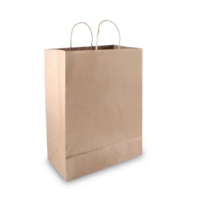 Premium Shopping Bag, Rope Handles, 12" x 6.5" x 17", Kraft, 50/Box