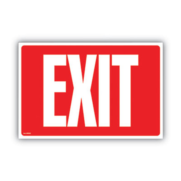 Glow-In-The-Dark Safety Sign, Exit, 12 X 8, Red
