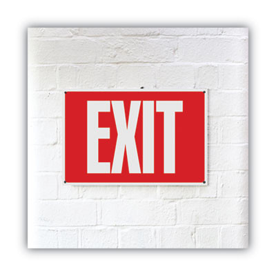 Glow-In-The-Dark Safety Sign, Exit, 12 X 8, Red