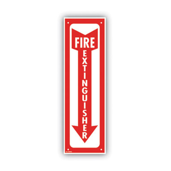 Glow-In-The-Dark Safety Sign, Fire Extinguisher, 4 X 13, Red