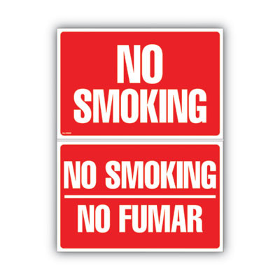 Two-Sided Signs, No Smoking/No Fumar, 8 X 12, Red