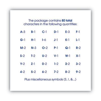 Peel-And-Stick Letters, Numbers And Symbols, 3" Tall, Black Characters, White Background, 80 Pieces