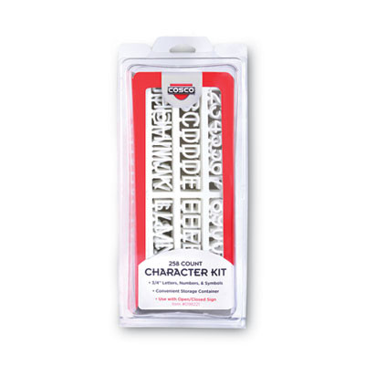 Message/Business Sign Character Kit With Letters, Numbers And Symbols, 0.75" Tall, White Characters, 258 Pieces