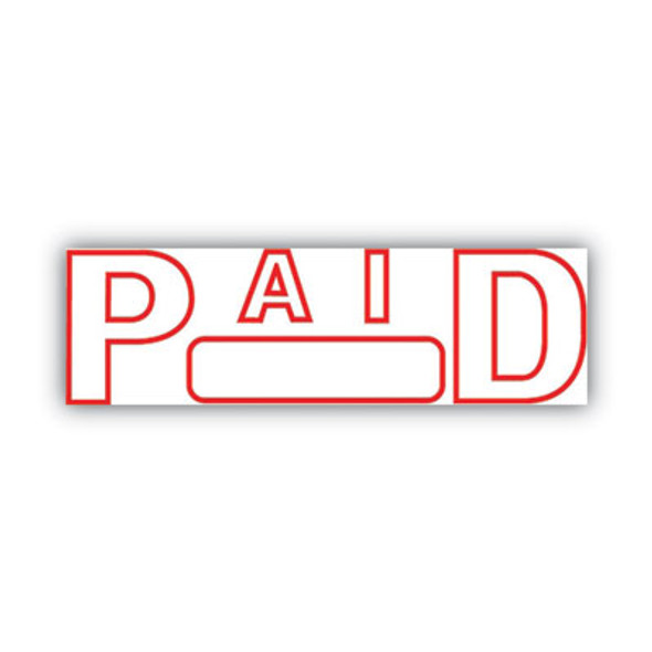 Green Line Message Stamp, Paid, 1.5 x 0.56, Red