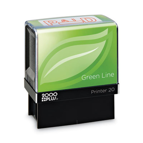 Green Line Message Stamp, Paid, 1.5 x 0.56, Red
