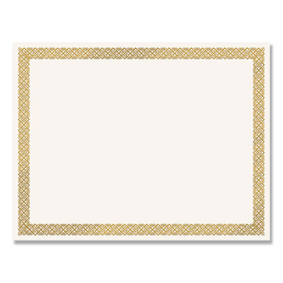 Foil Border Certificates, 8.5 X 11, Ivory/Gold With Braided Gold Border, 12/Pack