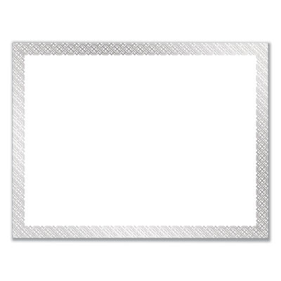 Foil Border Certificates, 8.5 X 11, White/Silver With Braided Silver Border,15/Pack