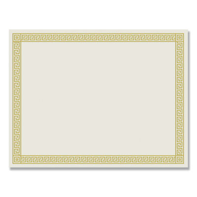 Foil Border Certificates, 8.5 X 11, Ivory/Gold With Channel Gold Border, 12/Pack