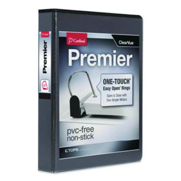 Premier Easy Open Clearvue Locking Slant-D Ring Binder, 3 Rings, 1.5" Capacity, 11 X 8.5, Black