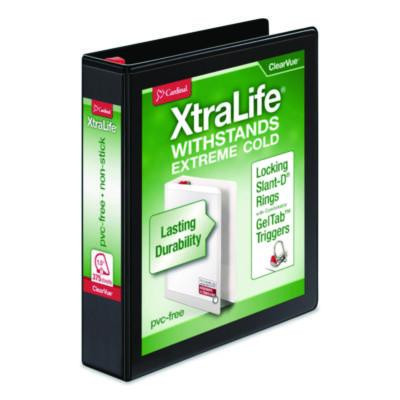 Xtralife Clearvue Non-Stick Slant-D Ring Binder, 3 Rings, 1.5" Capacity, 11 x 8.5, Black