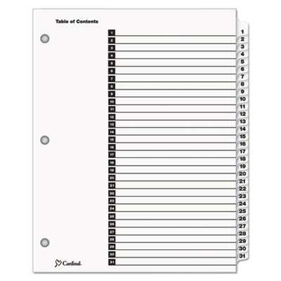 Onestep Printable Table Of Contents And Dividers, 31-Tab, 1 To 31, 11 x 8.5, White, White Tabs, 1 Set