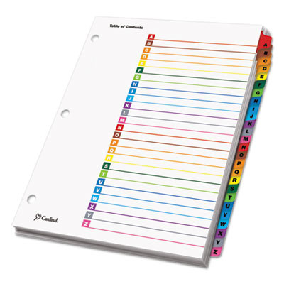 Onestep Printable Table Of Contents And Dividers, 26-Tab, A To Z, 11 x 8.5, White, Assorted Tabs, 1 Set