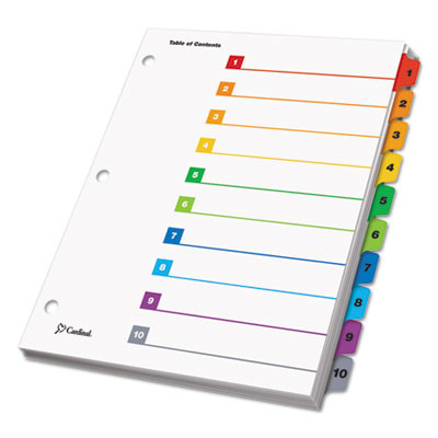 Onestep Printable Table Of Contents And Dividers, 10-Tab, 1 To 10, 11 x 8.5, White, Assorted Tabs, 1 Set