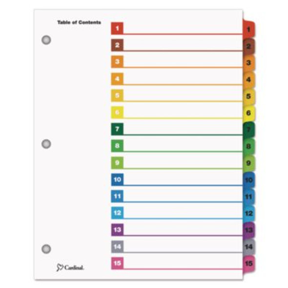 Onestep Printable Table Of Contents And Dividers, 15-Tab, 1 To 15, 11 x 8.5, White, Assorted Tabs, 1 Set