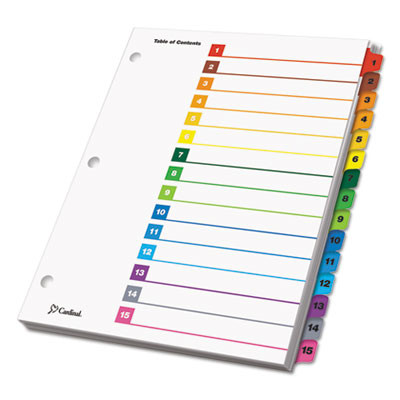 Onestep Printable Table Of Contents And Dividers, 15-Tab, 1 To 15, 11 x 8.5, White, Assorted Tabs, 1 Set