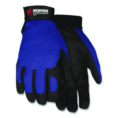 Clarino Synthetic Leather Palm Mechanics Gloves, Medium, Blue/Black, Pair