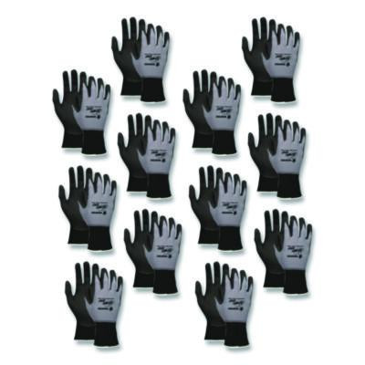 Ninja Nitrile Coating Nylon/Spandex Gloves, Medium, Black/Gray, 12 Pairs