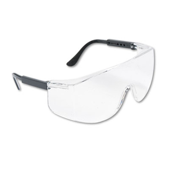 Tacoma Wraparound Safety Glasses, Black Plastic Frame, Clear Lens
