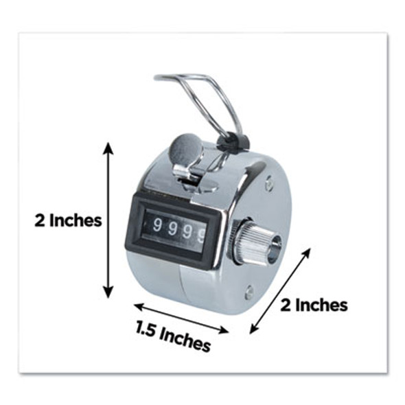 Crowd Control Hand Tally Counter, Registers 0-9999, Chrome