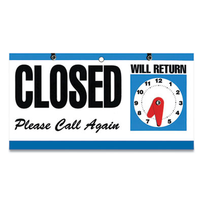 Open/Closed Outdoor Sign, 11.6 x 6, Blue/White/Black