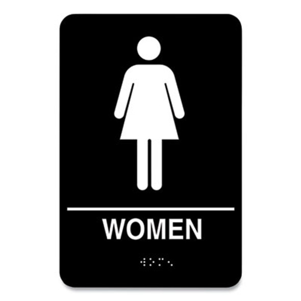 Indoor Restroom Door Sign, Men/Women, 5.9 X 9, Black/White, 2/Pack