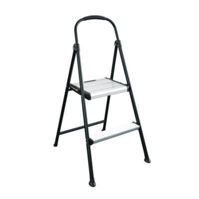 2-Step Stepstool, 250 Lb Capacity, 19" Working Height, 22.5" Spread, Black/Silver