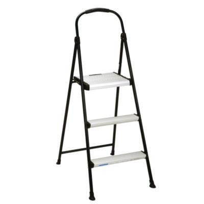 3-Step Stepstool, 250 Lb, 28.75" Tall, 28.35" Spread, Black/Silver