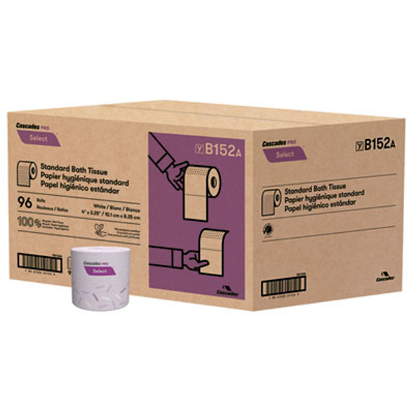 Select Standard Bath Tissue, Septic Safe, 1-Ply, White, 1,000 Sheets/Roll, 96 Rolls/Carton