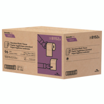 Select Standard Bath Tissue, Septic Safe, 1-Ply, White, 1,000 Sheets/Roll, 96 Rolls/Carton