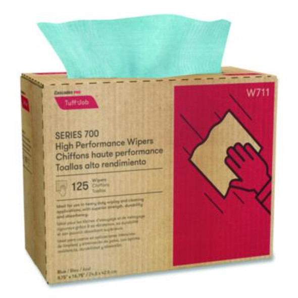 Tuff-Job S700 High Performance Wipers, Blue, 9.75 x 16.75, 125/Box, 6 Boxes/Carton