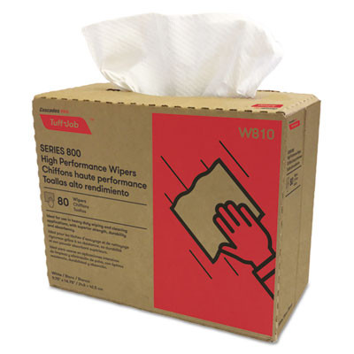 Tuff-Job Spunlace Towels, 1-Ply, 9.75 x 16.75, White, 80 Sheets/Box, 5 Boxes/Carton