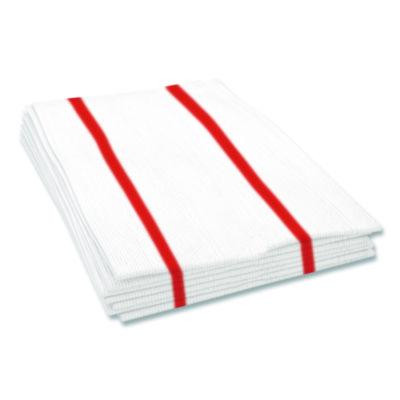 Tuff-Job Guard Antimicrobial Towels, 12 x 21, 1/4 Fold, White/Red, 150/Carton