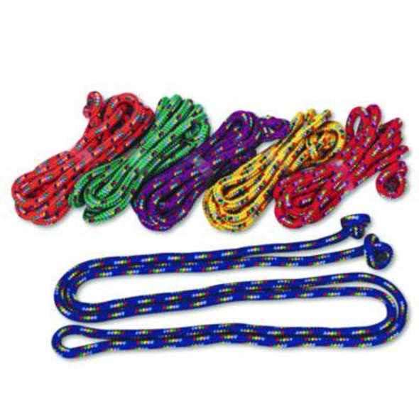 Braided Nylon Jump Ropes, 8 Ft, Assorted, 6/Pack