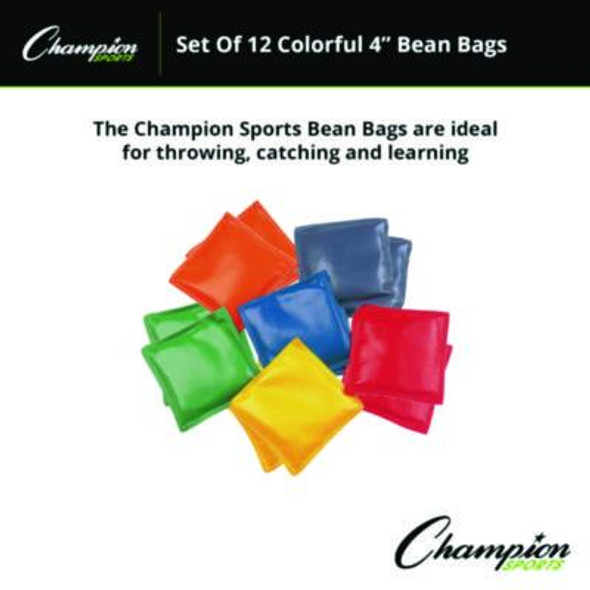 Bean Bag Set, Vinyl, 4", Assorted Colors, 12/Box