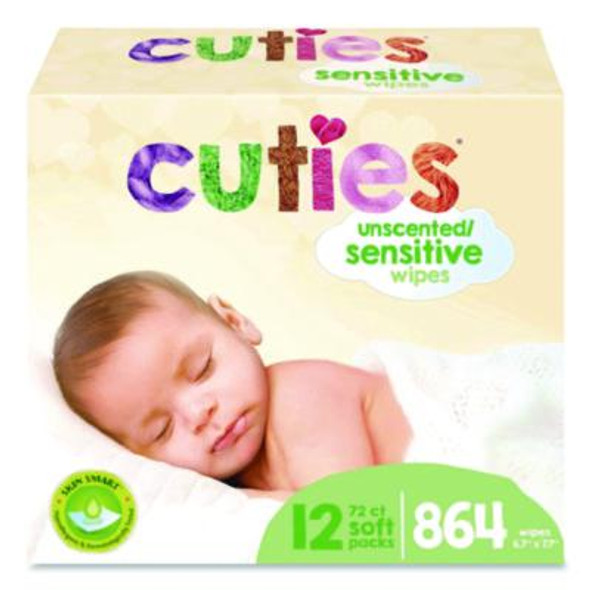 Premium Wipes, Unscented, White, 72 Wipes/Pack, 12 Packs/Carton