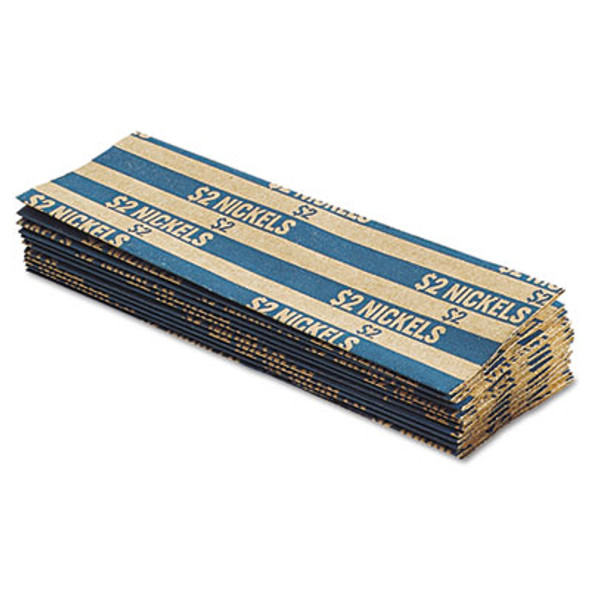 Flat Coin Wrappers, Nickels, Blue/Kraft, 1,000/Box