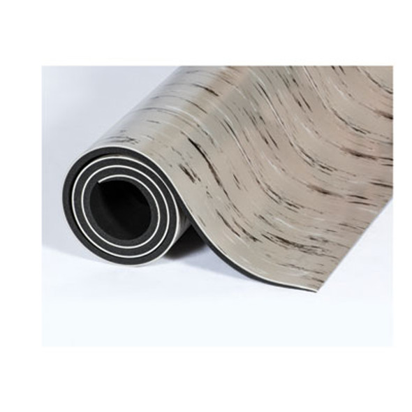 Cushion-Step Marbleized Rubber Mat, Rectangular, Gray Smooth Surface, 24" x 36"