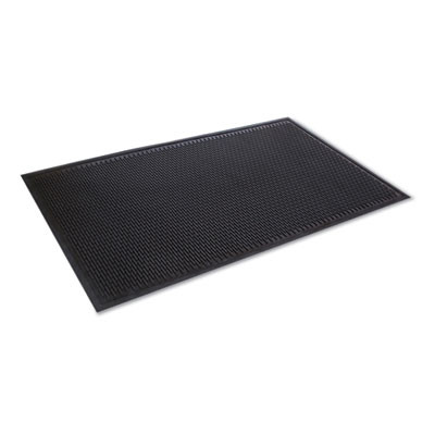Crown-Tred Indoor/Outdoor Scraper Mat, Black Loop-Twist Ribbed Rubber Surface, 35.5" x 59.5"