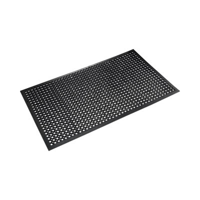 Safewalk-Light Wet/Oily Floor Anti-Fatigue Drainage Mats, 0.5" Thick, 36" x 10 Ft, Black Perforated Surface
