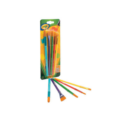 Arts And Craft Brush Set, Assorted Sizes, Natural Hair, Angled, Flat, Round, 5/Set