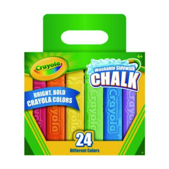 Washable Sidewalk Chalk, Tropical Colors, 4.25" x 0.75 Diameter, Assorted, 24 Sticks/Set