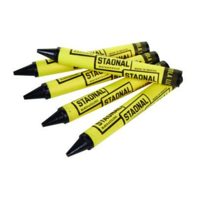 Staonal Marking Crayons, 0.56" x 5", Black, 8/Box