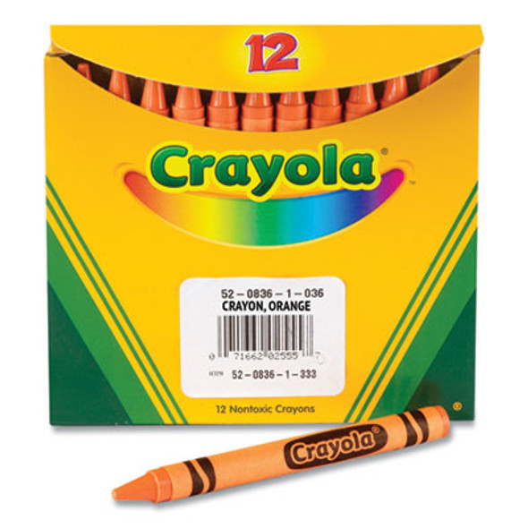 Bulk Crayons, Regular Size, 0.31" x 3.63", Orange, 12/Box