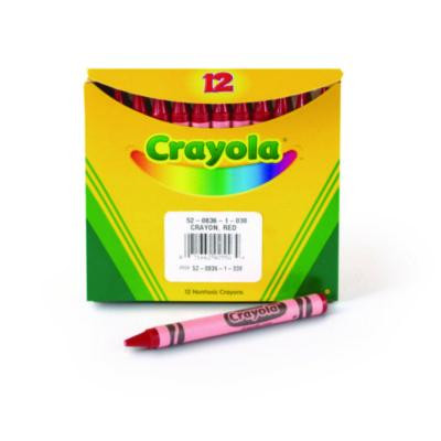 Bulk Crayons, Regular Size, 0.31" x 3.63", Red, 12/Box