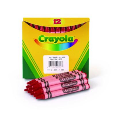 Bulk Crayons, Regular Size, 0.31" x 3.63", Red, 12/Box